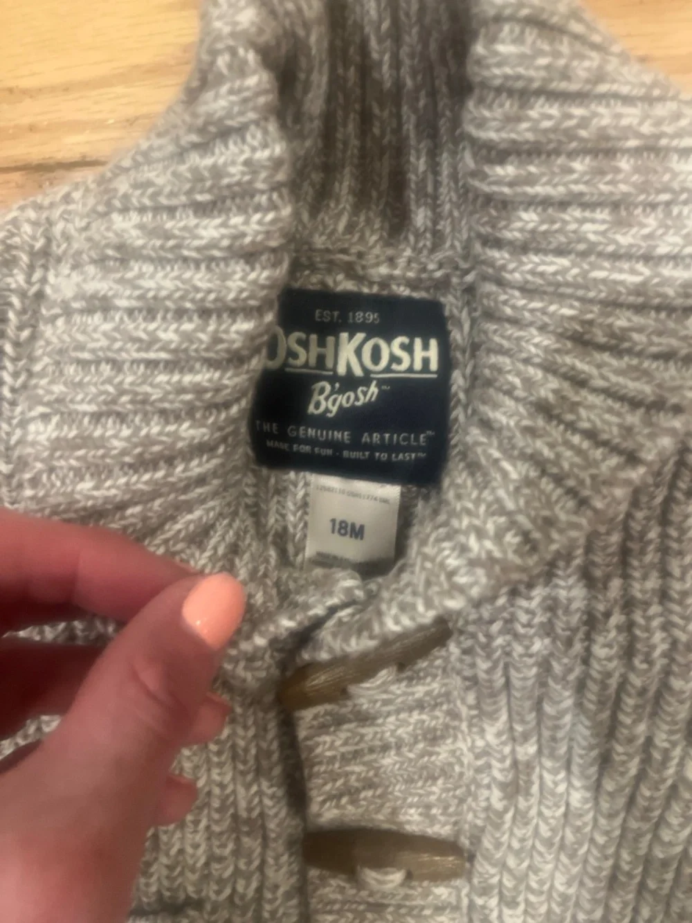OshKosh B’gosh Baby 18M Chunky Knit Shawl Collar Cardigan